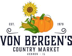The logo of von bergens country market - hebron illinois